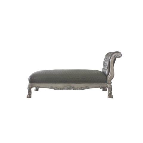 Upholstered Chaise with Pillow in Vintage Bone White