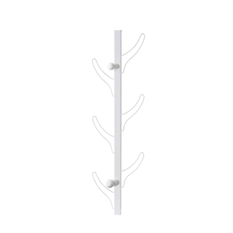 34 Inch Zubo Coat and Hat Rack w 6 Hooks , Wall Mount, White Metal