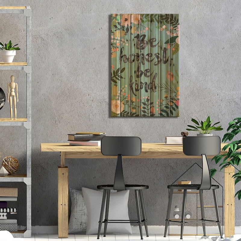Be Honest, Be Kind Print On Wood by Mia Charro - Multi-Color