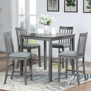 Unique 5-Piece Counter Height Wooden Dining Table Set with 4 ...