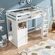 preview thumbnail 9 of 18, White Twin Loft Bed with Wardrobe & Ladder for Kids