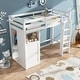preview thumbnail 9 of 18, White Twin Size Loft Bed with Wardrobe, Storage Shelves, and Ladder