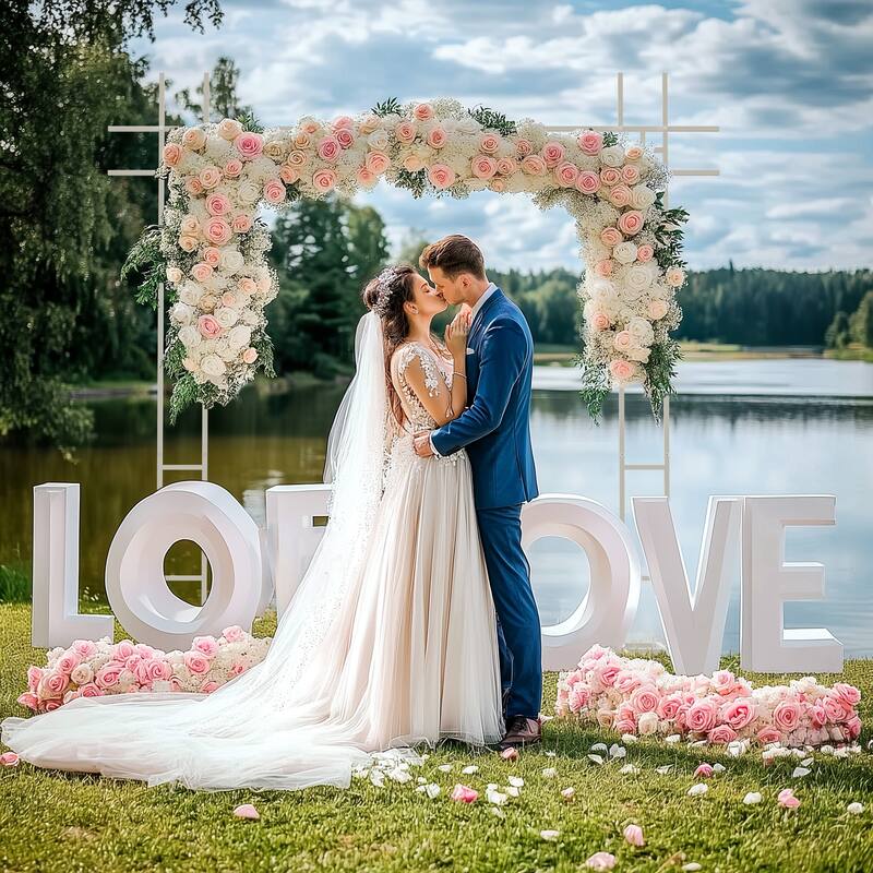 Backdrop Stand Heavy Duty with Base, Portable Square Metal Arch Party Frame for Wedding Birthday Parties Banquet Decorations