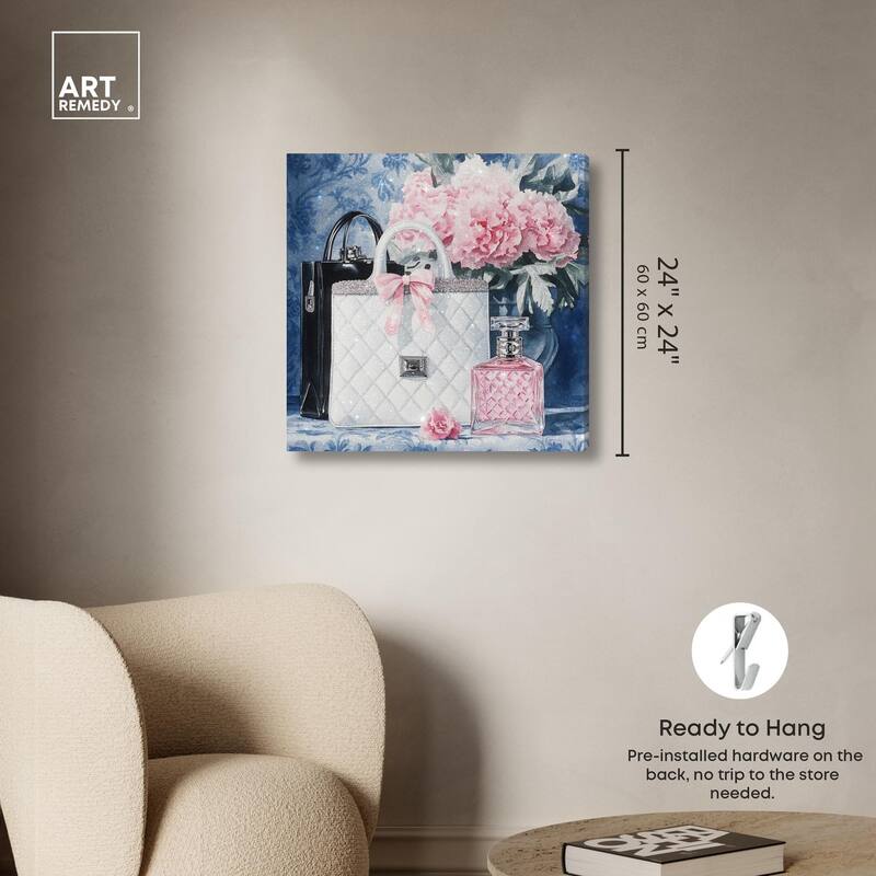 Pink Porcelain Purse and Perfume Canvas by Art Remedy, Gallery Wrapped