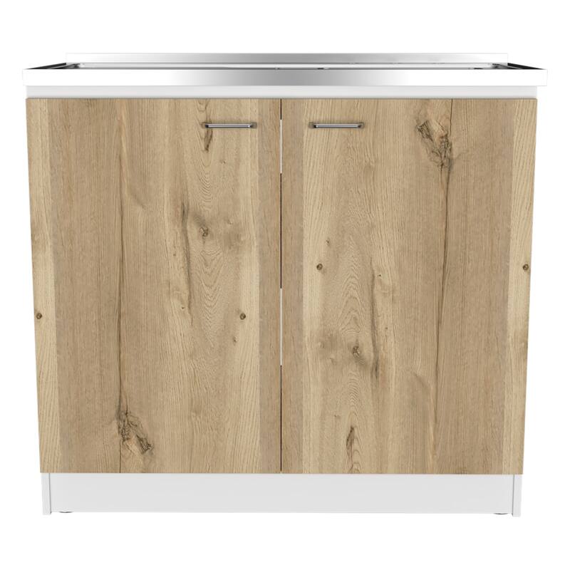 Utility Sink for Kitchen, Dining Room,White / Light Oak - Multicolor