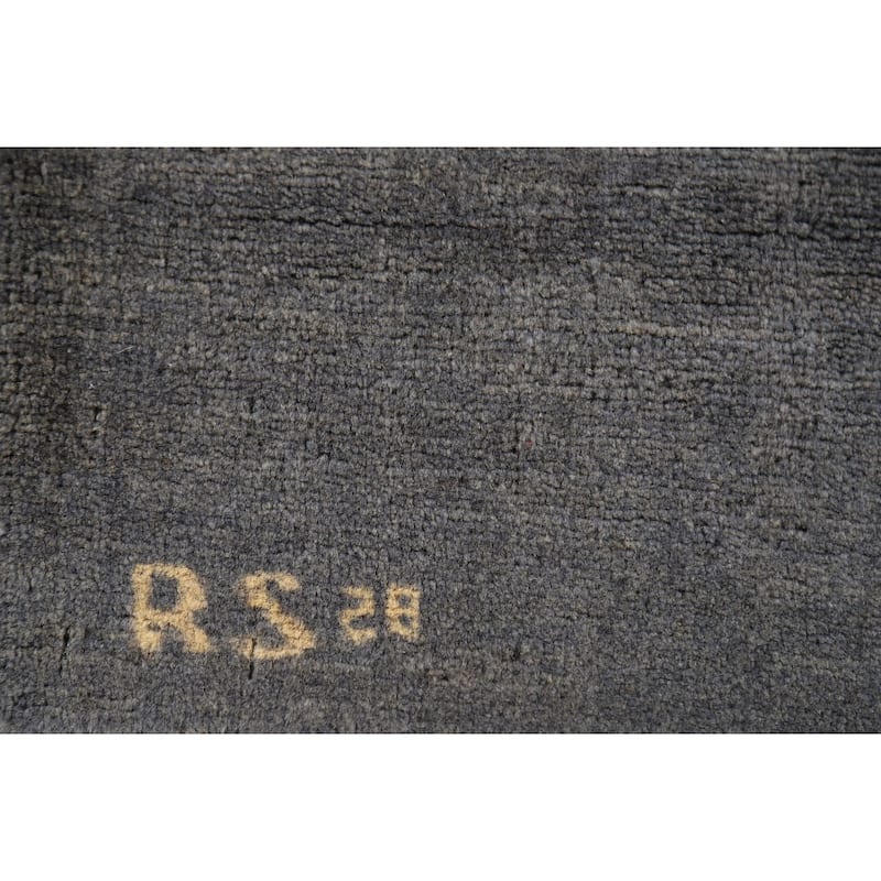 Gray Blue Gabbeh Modern Oriental Rug Hand-Knotted Wool Carpet - 5'1"x 6'4"