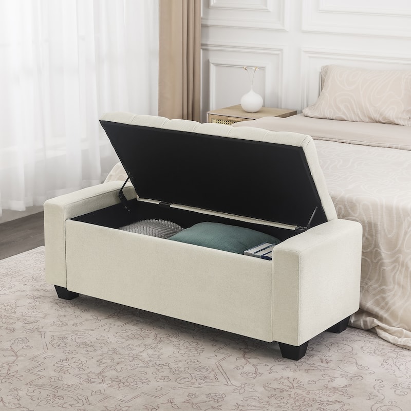 Adeco Rectangle Storage Ottoman Bench for Living Room, Bedroom