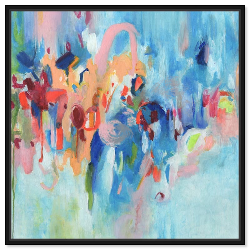 Art Remedy New Sky Framed Blue Abstract 1 Piece Canvas Wall Art - 31 x 31 - Black