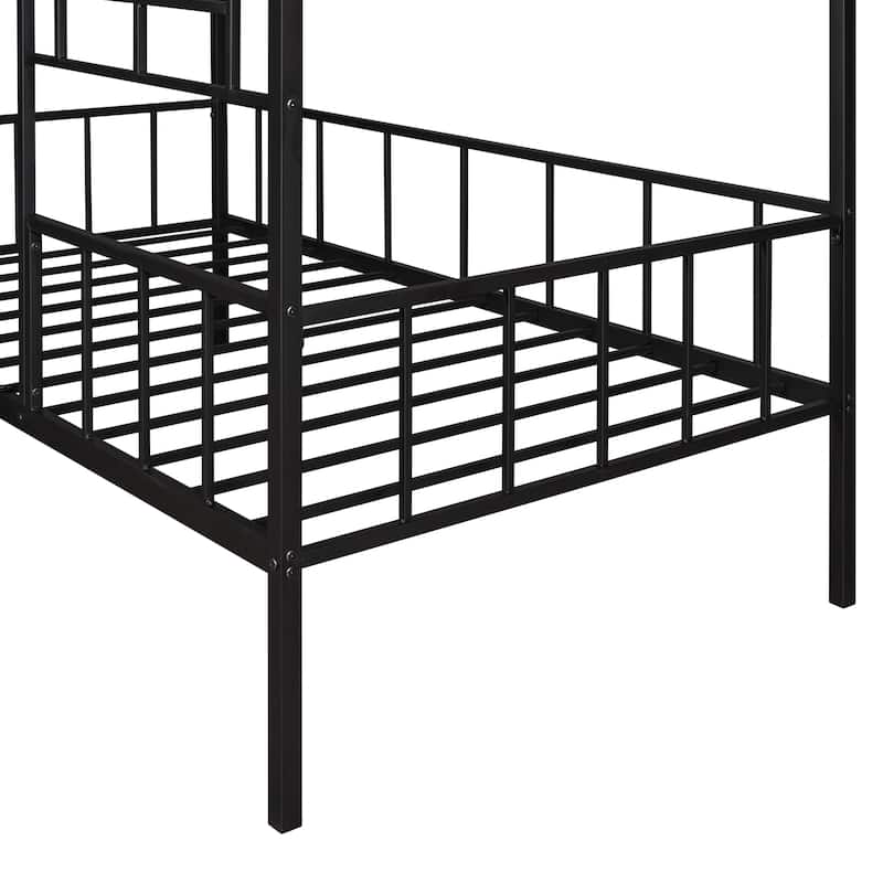 Metal House Bed Frame with Slatted Support
