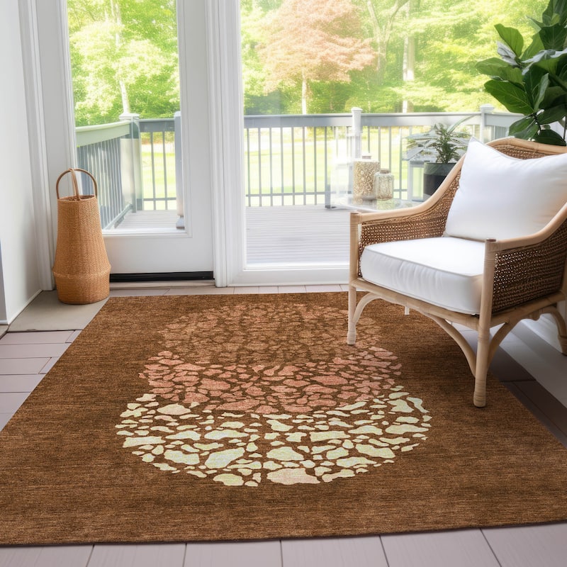 Machine Washable Indoor/ Outdoor Chantille Modern Mosaic Rug