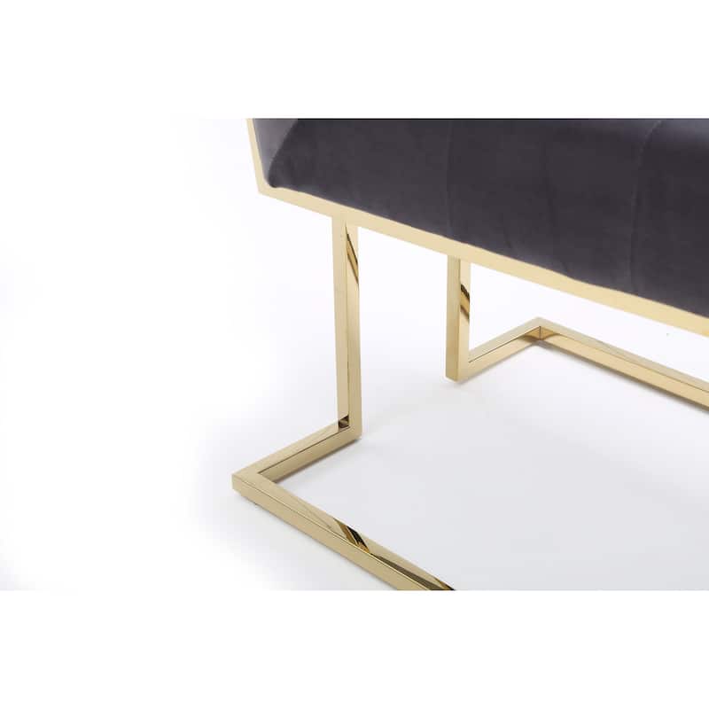 Modrest Legend Modern Grey Fabric & Gold Dining Chair (Set of 2)