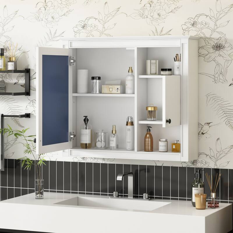 32'' Bathroom Wall Cabinet with Mirror,Medicine Cabinet with 3 Shelves,Over Toilet Storage