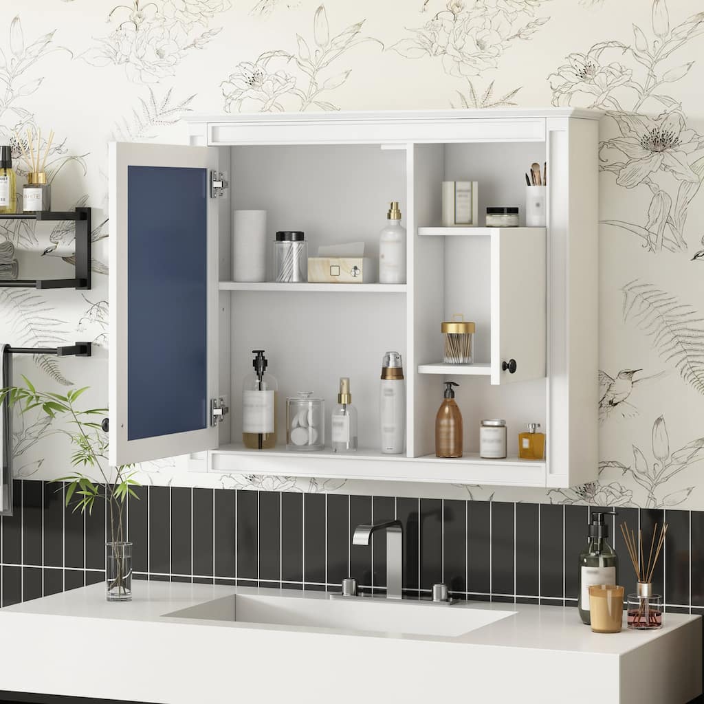 32'' Bathroom Wall Cabinet with Mirror,Wall Mounted Medicine Cabinet with 3 Shelves