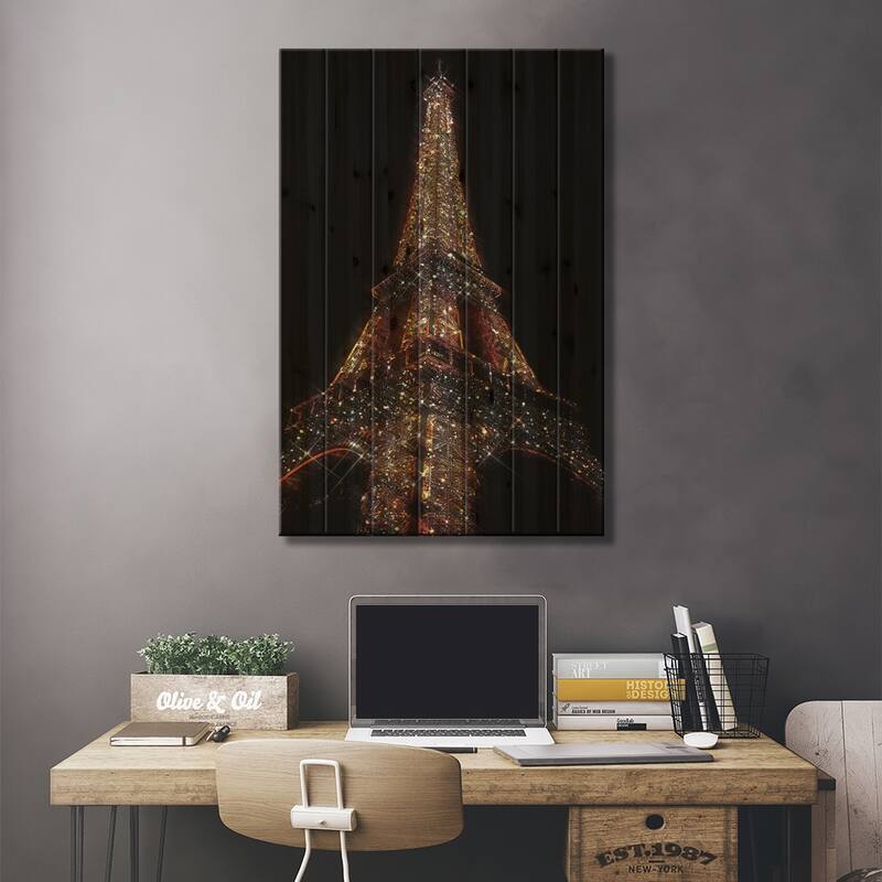 The Eiffel Tower Print On Wood by Yana Potter - Multi-Color