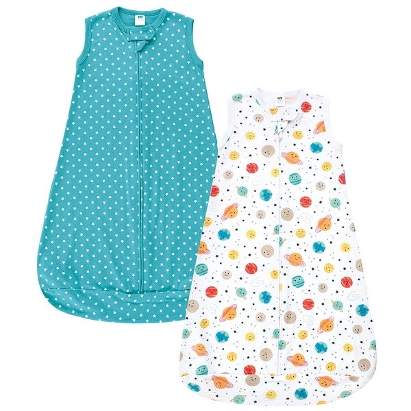 slide 1 of 1, Hudson Baby Cotton Sleeveless Wearable Sleeping Bag, Sack, Blanket, Happy Planets 0-3 Months - Happy Planets Sleeveless