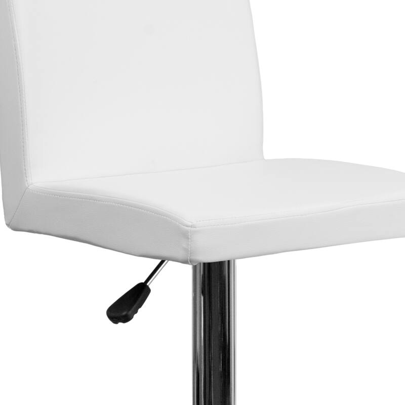 Contemporary Vinyl Adjustable Panel Back Chrome Barstool - 15.25"W x 18.5"D x 35.25" - 43.75"H