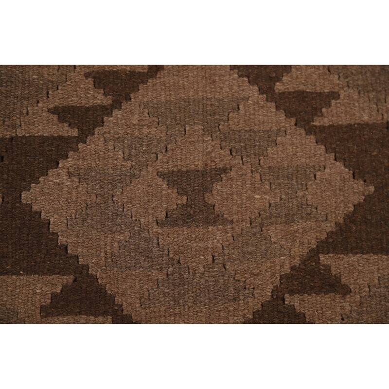 Hand Woven Oriental 100% Wool Carpet Southwestern Geometric Brown Kilim Area Rug - 9' 10'' X 6' 7''