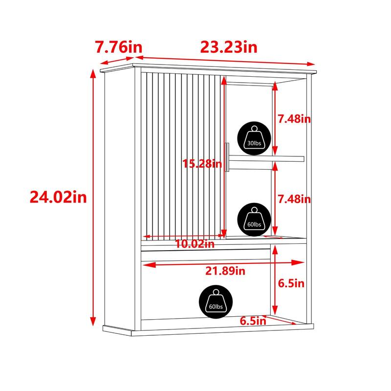 VEIKOUS Bamboo Wall Mounted Cabinet, Over Toilet Bathroom Organizer with Sliding Doors