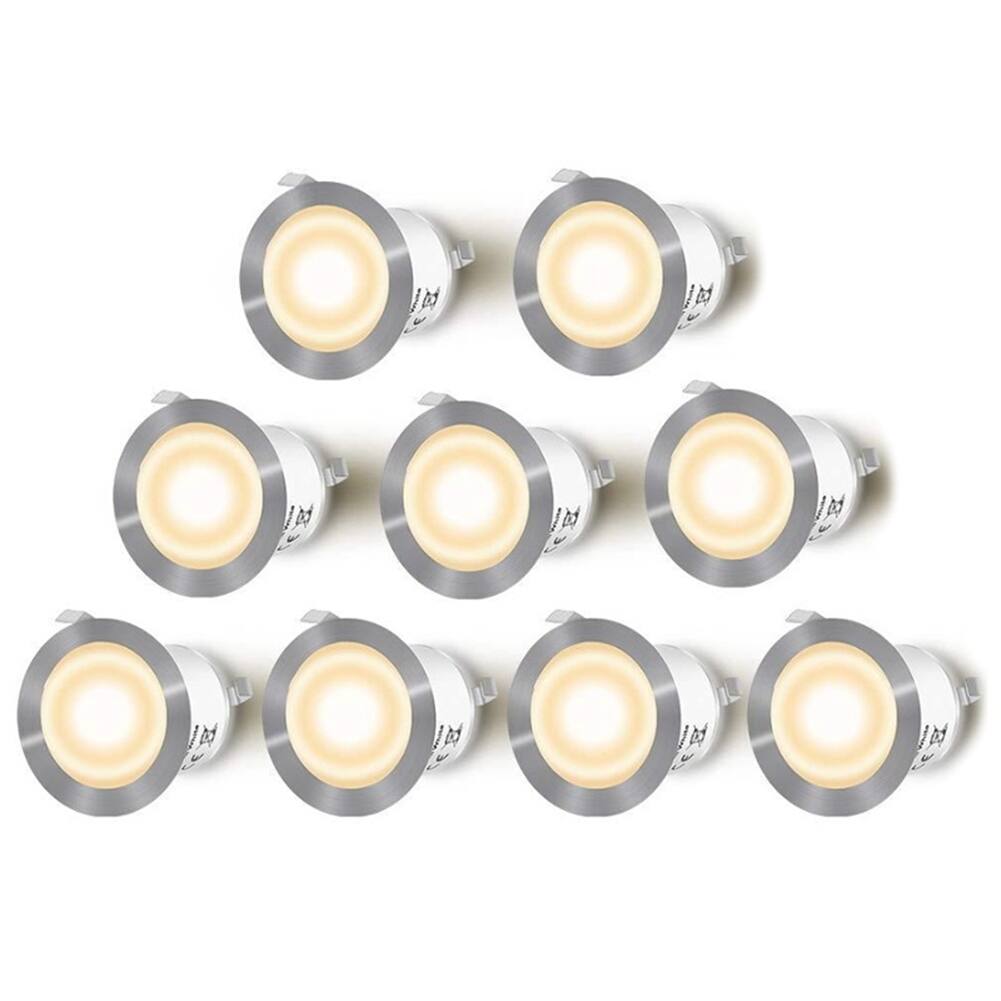 Recessed Deck Lights Kit Ground Outdoor LED Deck Lighting Low Voltage Warm White Waterproof for Stair Garden-US Plug
