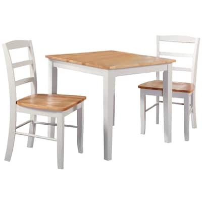 30-inch Square Natural/ White 3-piece Dining Set