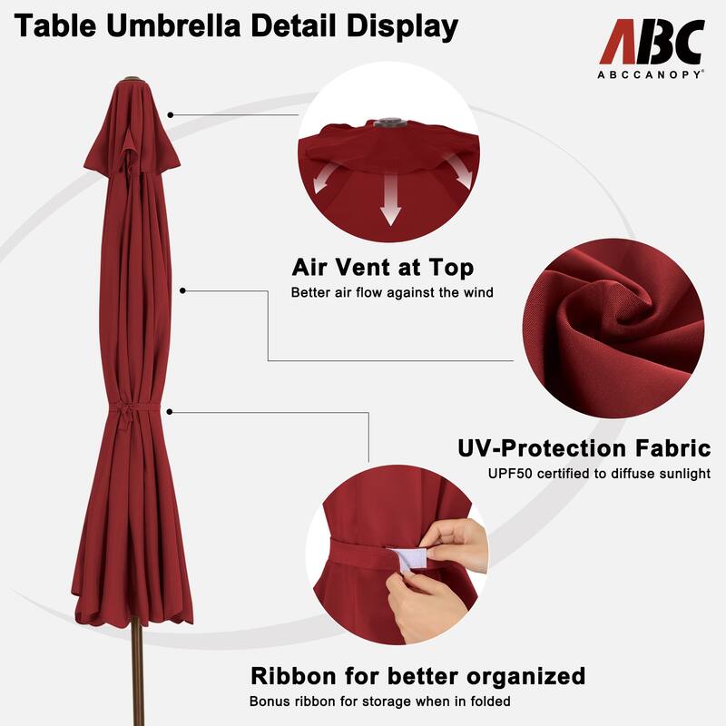 ABCCANOPY 7.5FT Outdoor Patio Table Market Umbrella for Garden