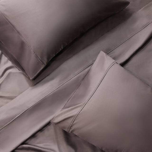 Egyptian Cotton 400 Thread Count Solid Bed Sheet Set by Superior - Queen - Ash