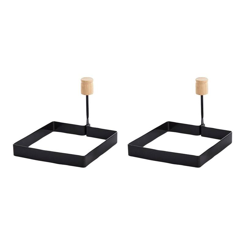 HIC 2pc Non-Stick Square Egg and Pancake Cooking Rings with Folding Handle - 1 Set