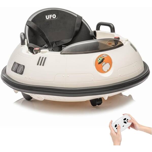 slide 2 of 21, 12V Kids Ride On Bumper Car, Electric Bumper Car Ride On Toy White