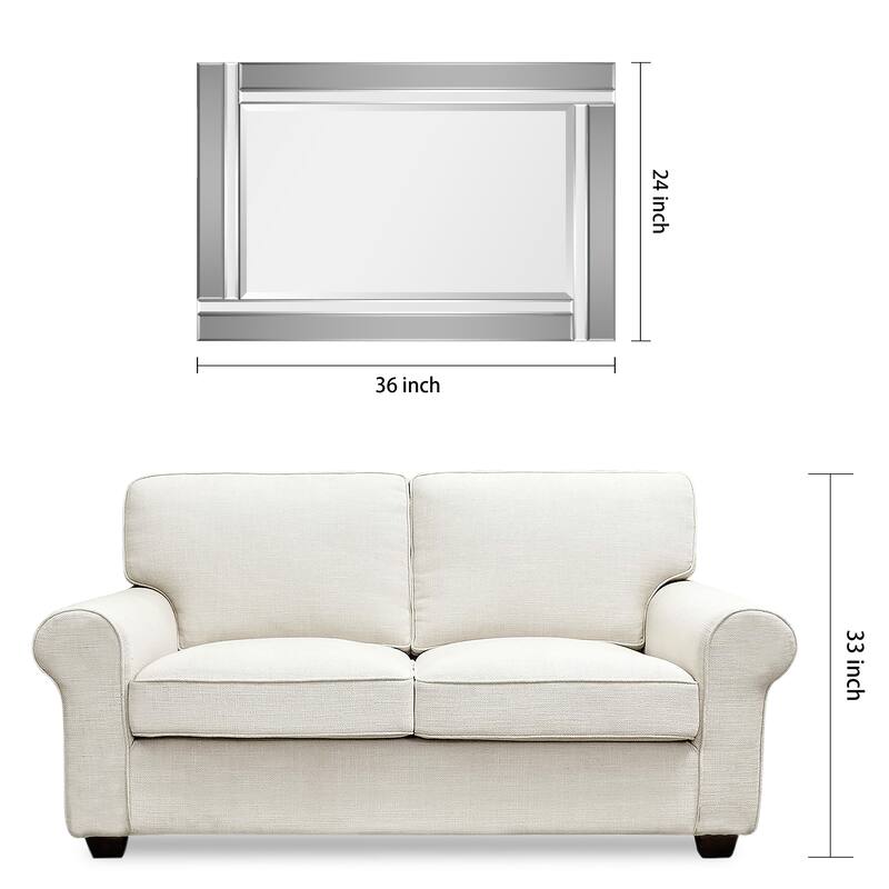 Rectangular Beveled Charcoal Gray Mirror Framed Wall Mirror 24" x 36" - 36" x 24" x 1.2"