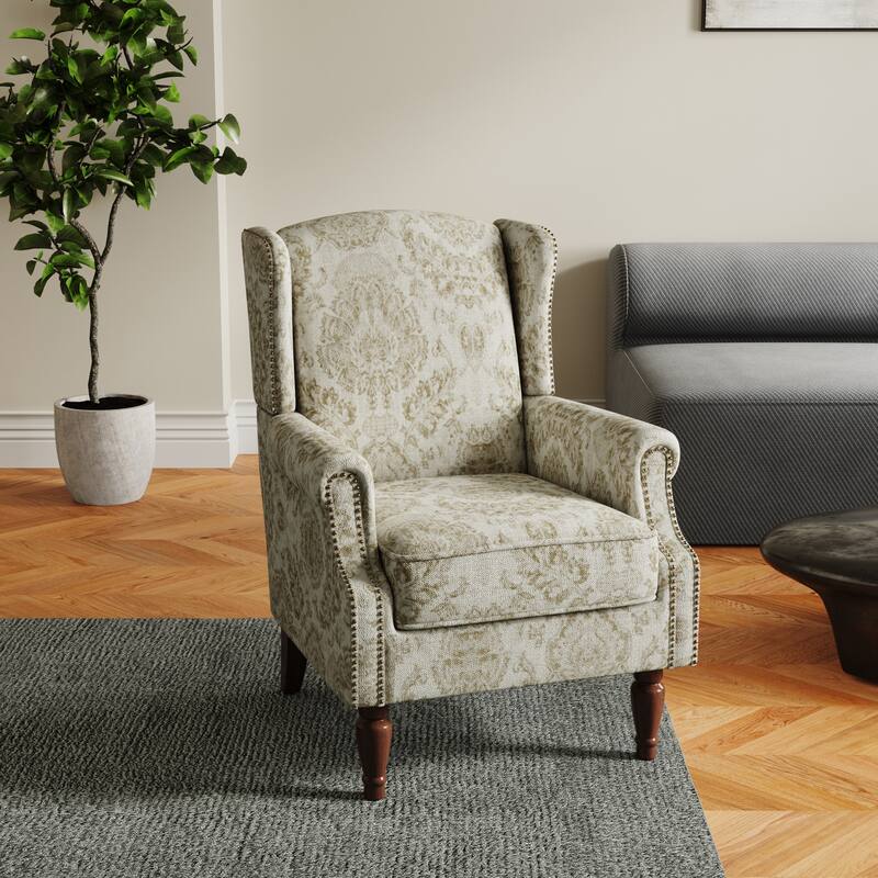 Patterned Upholstered Accent Chair for Living Room