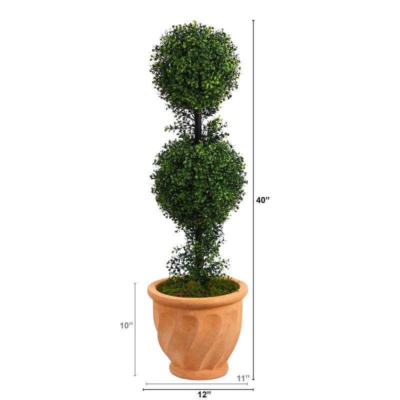 40 Inch Artificial Topiary Tree with Planter - Indoor Outdoor Decorative Ball Tree - Green - 61 Inches and Over