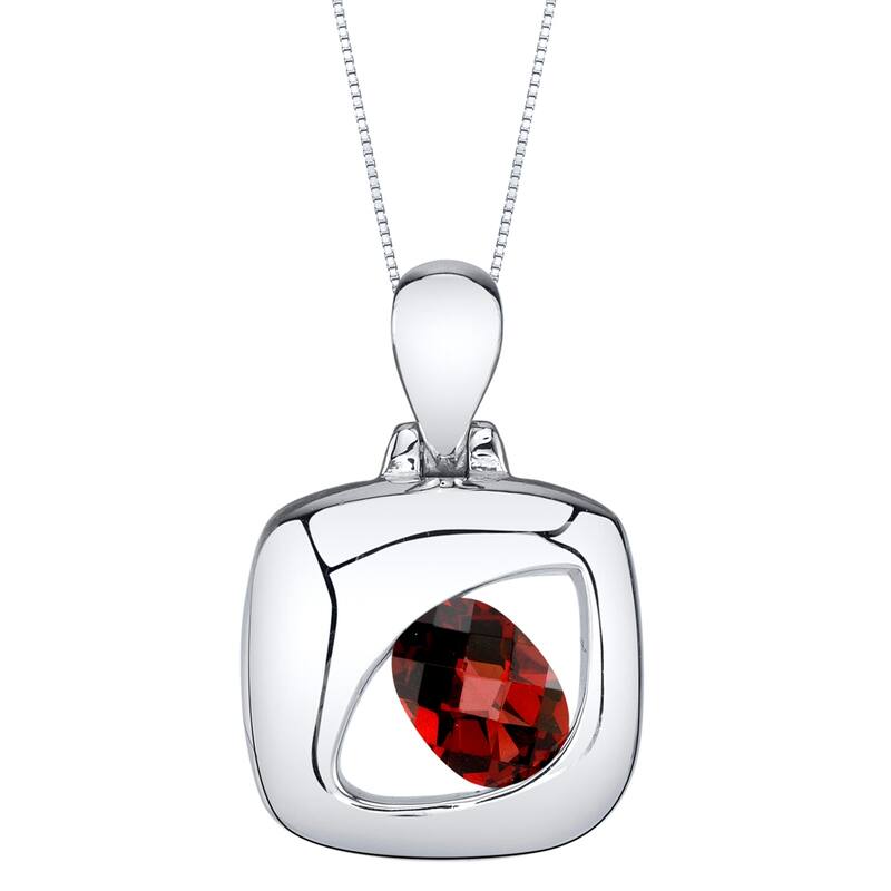 1 ct Garnet Pendant in Sterling Silver