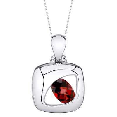 1 ct Garnet Pendant in Sterling Silver