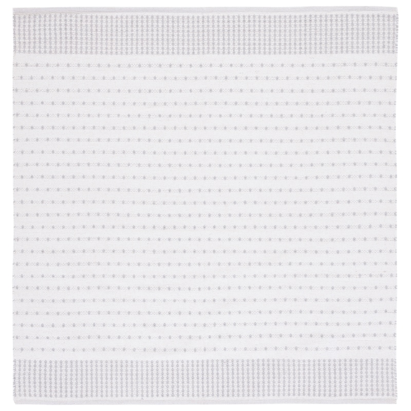 SAFAVIEH Handmade Flatweave Montauk Helena Cotton Rug - 6' Square - Light Grey/Ivory