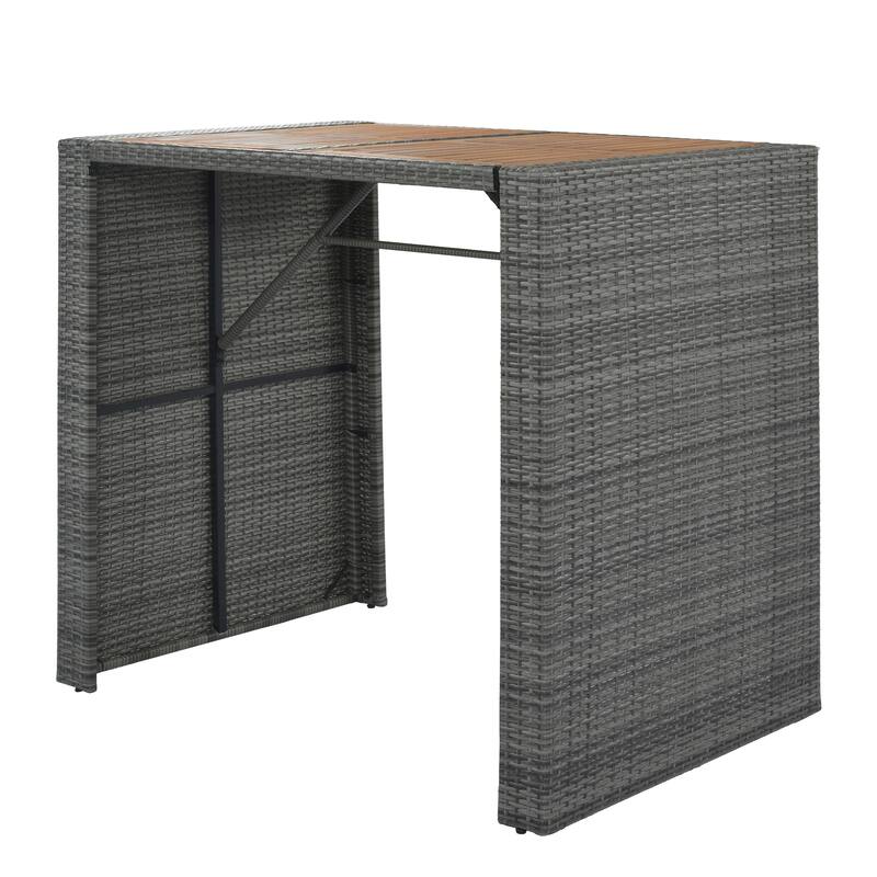 5-Piece Outdoor Bar Set with Patio Stools and Rattan Table Pub Height Wicker Furniture, Removable Cushions for Gardens or Pools