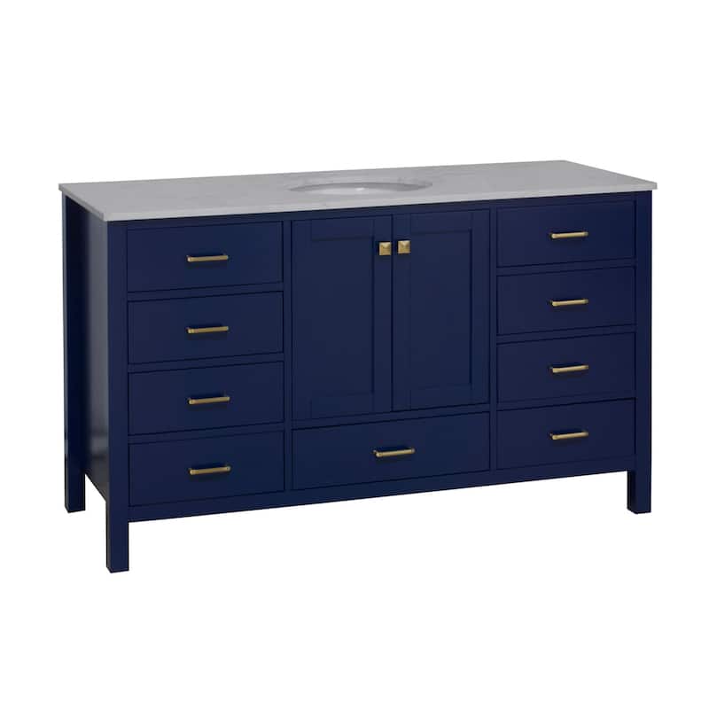KitchenBathCollection Horizon 60" Single Bathroom Vanity with Engineered Carrara Top