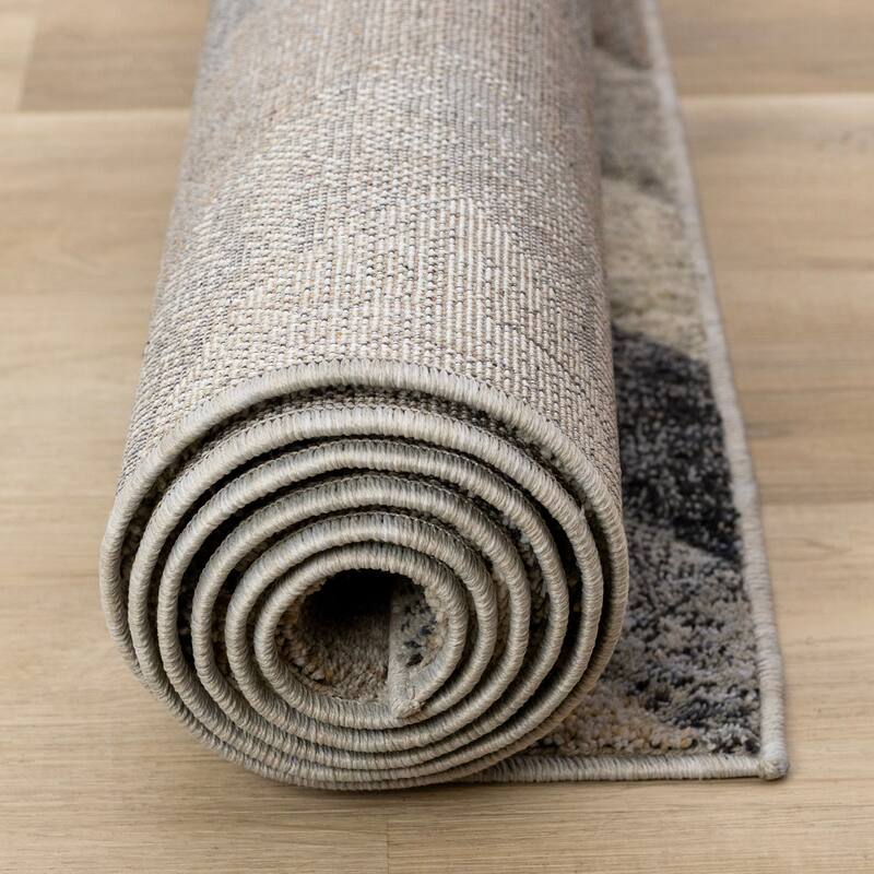 Caro Collection - Recycled Polyester Diamond Cream Grey Area Rug