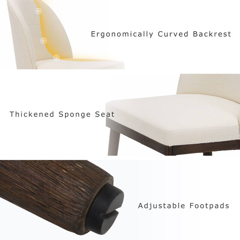 Upholstered Fabric Dining Chairs with Curved Backrest