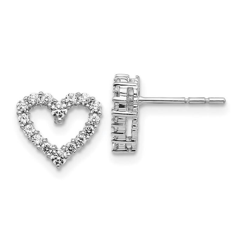 Curata 10k White Gold Lab Grown Diamond Si1 Si2 G H I Love Heart Earrings