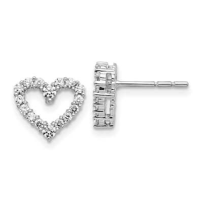 Curata 10k White Gold Lab Grown Diamond Si1 Si2 G H I Love Heart Earrings