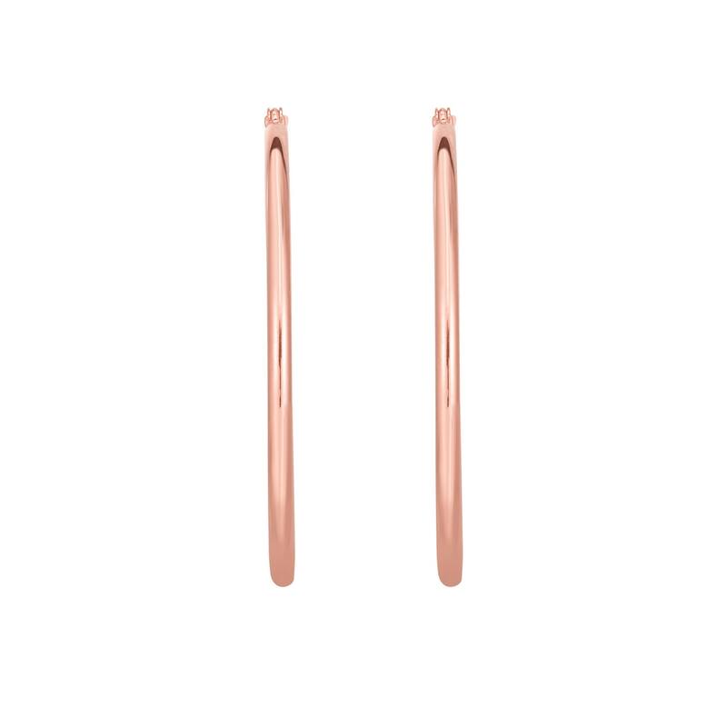 Curata 14k Gold Rose Finish Hoop Earrings With Hinged Clasp