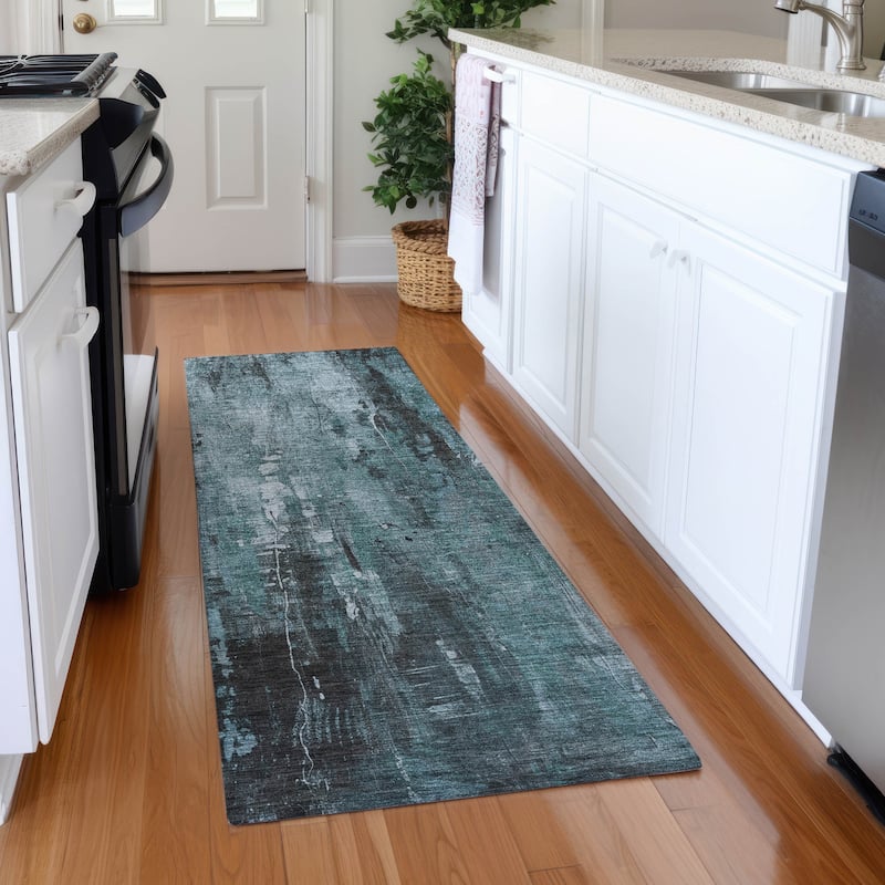 Premium Washable Super Soft Abstract Ombre Mayfield Rug - Teal - 2'3" x 7'6"