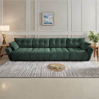 141.7" Chenille 5-Seat Sofa with Tufted Design,High-Resilience Sponge Cushions