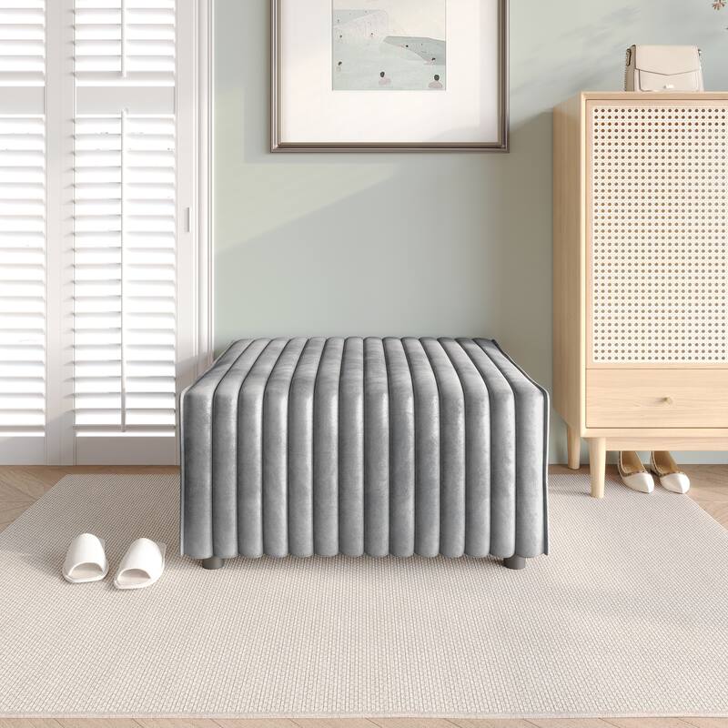 CraftPorch Contemporary Clean-Line Linen Upholstered Ottoman