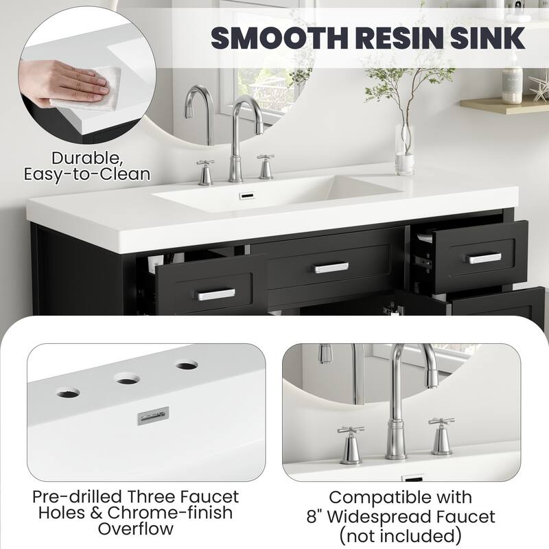 48" Classic Bathroom Vanity with Sink, Soft-Closing Doors & 8 Drawers