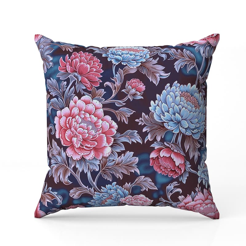 Meadow Bloom Faux Suede Reversible Throw Pillow Blue and Pink