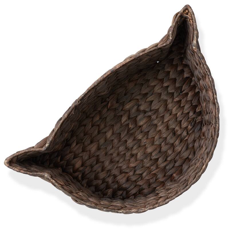 Cat Shaped Storage Basket Organizer Bin for Pet Toys Woven Hyacinth