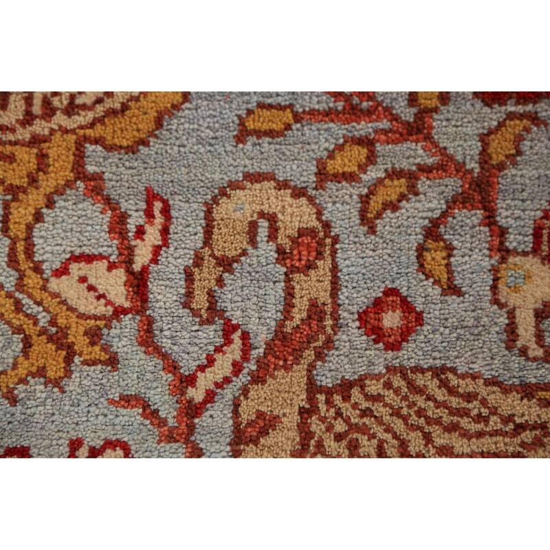 Animals Design Blue Ziegler Indian Runner Rug Hand-Knotted Wool Carpet - 2'6"x 7'11"