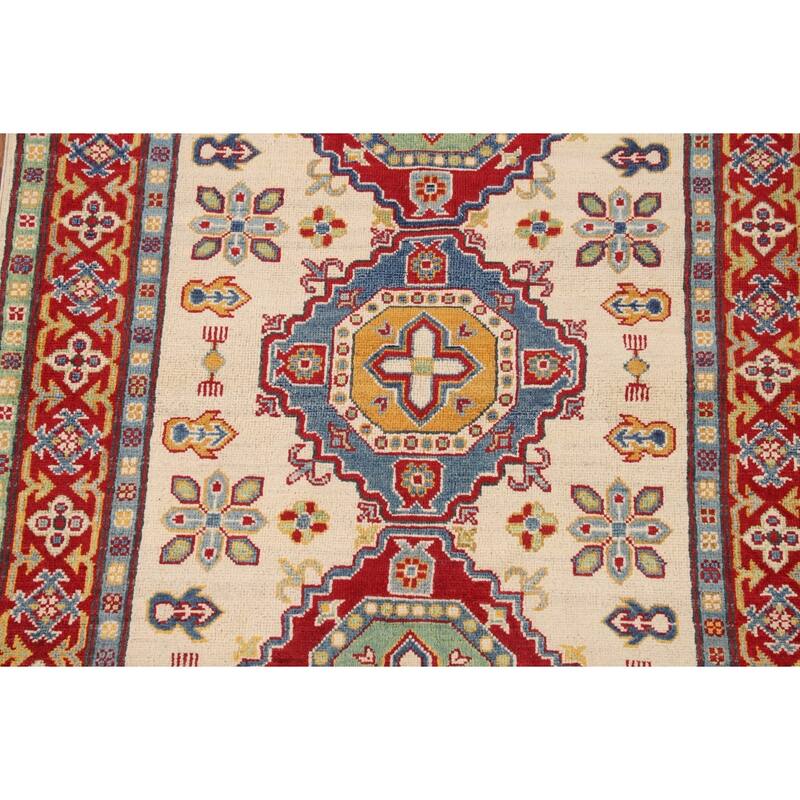 Kazak Area Rug Hand-Knotted Oriental Beige Wool Carpet - 4'0" x 6'0"