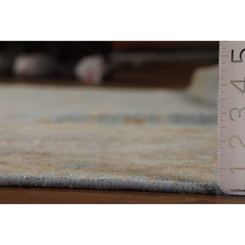 Hand Knotted Oriental 100% Wool Carpet Transitional All-Over Navy Blue & Blues Oushak Area Rug - 11' 11'' X 8' 11''
